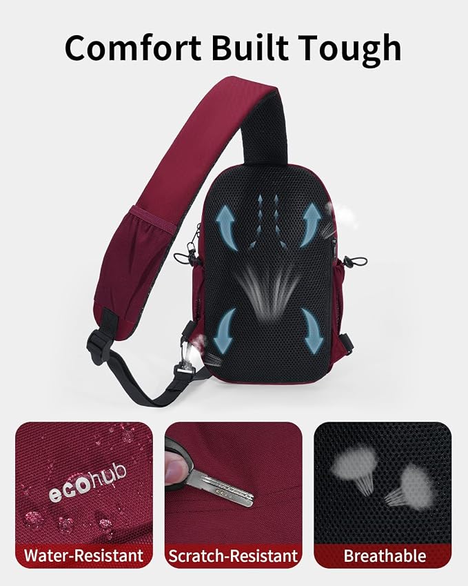 ECOHUB Anti-Theft Crossbody Bag Men Women RFID Blocking Lightweight Sling Backpack Water Resistant for Travel Hiking Outdoor - Image 4