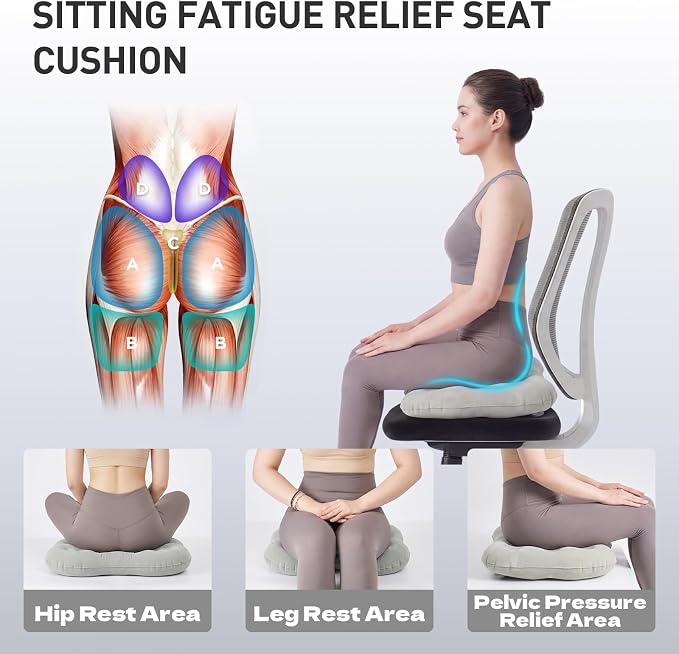 Inflatable Stadium Seat Cushion: Portable & Lightweight Airplane Seat Cushion - Ideal for Office Chairs, School Bleachers, Stadium Seats, Wheelchairs, Ergonomic Travel Air Pad - Image 5