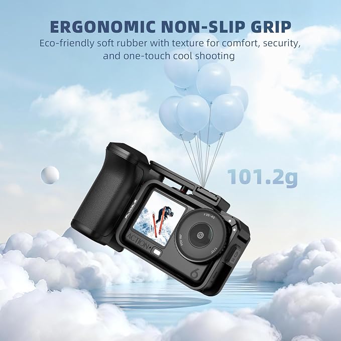 BRDRC Grip Kit for DJI Action 6 (with Cage), Handle Holder Bundle Expansion Mount with Shutter Button, Quick Release Adapter, Cold Shoe for DJI Osmo Action 6 Accessories - Image 9