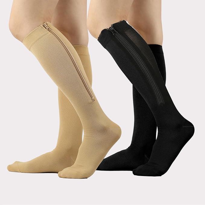 Utaly Zipper-Compression-Socks for Women & Men 15-20mmHg Knee-High Compression-Stockings Support Hose - Image 8