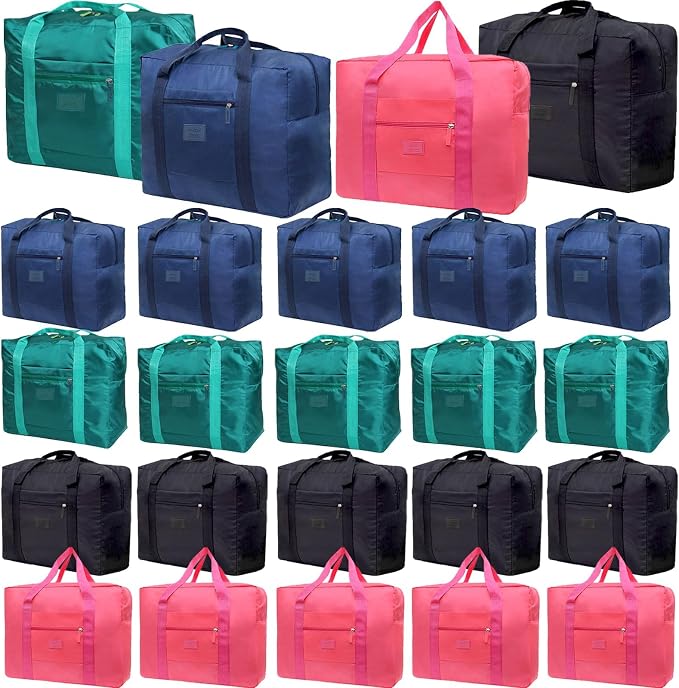 Travel Duffel Bag 24 PCS Foldable Travel Bag Carry on Luggage Bag Waterproof Tote Sports Gym Bag Lightweight Large Weekender Overnight Bag for Women and Men (24 PCS) by INVODA
