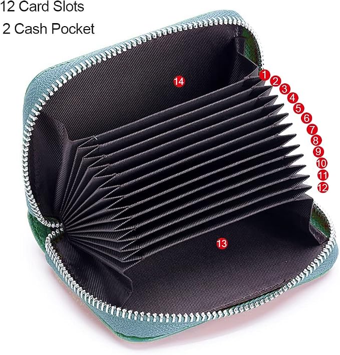 RFID Credit Card Holder Genuine Leather Credit Card Wallet with Zipper | RFID - Image 3