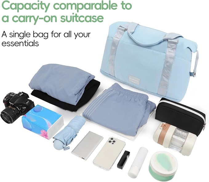 TINYAT Foldable Travel Duffle Bag Expandable Personal Item Travel Bag,32L | Expandable Gym Bag for Women Weekender Carry On Overnight Tote Large Capacity Portable Luggage Bag - Image 4