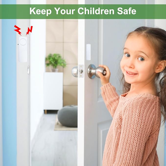 Door Window Alarm, 90dB Door Alarms Sensor for Kids Safety, Home Security, Door Window Burglar Alarm, Window Pool Alarms for Home, Apartments, Offices, Hotel Rooms (2pack) - Image 2