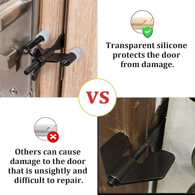 Portable Door Lock Upgraded Stoppers, Hotel Doors Locks for Travelers Safety Locker Jammer Security Devices from Rooms Inside Travel Home Apartment Bedrooms Essentials Reinforcement for Women - Image 3