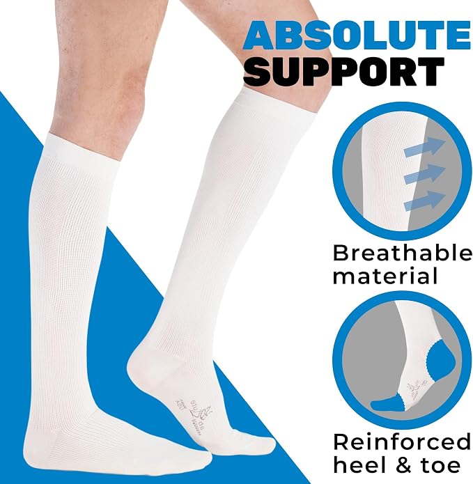 ABSOLUTE SUPPORT Cotton Knee High Compression Hose 20-30mmHg | Made in USA opaque dress socks, men & women, for varicose veins, circulation, swelling, pregnancy, leg pain, travel, A105 - Image 3