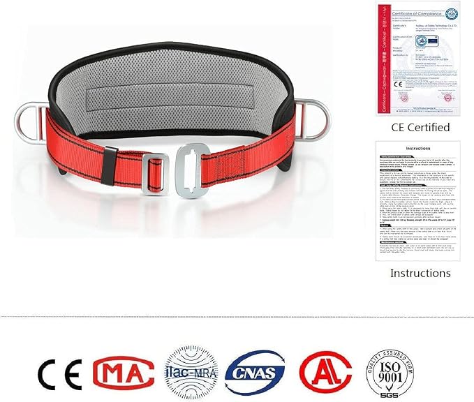 Safety Climbing Belts, Positioning Climbing Belt with Waist Pad and 2 D Rings, Safety Belt Kit Personal Portable Protective Equipment - Image 5
