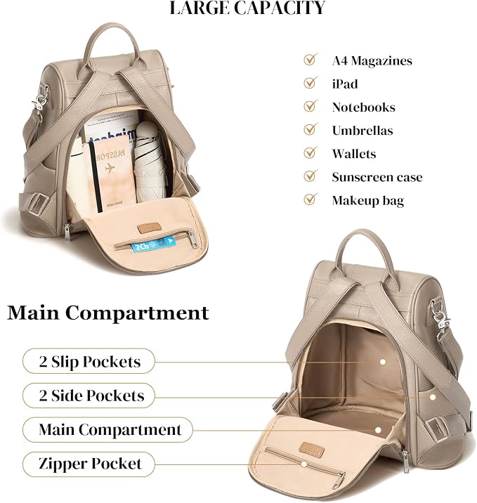 Genuine Leather Backpack Purse for Women Anti-theft Fashion Backpack Bags - Image 3
