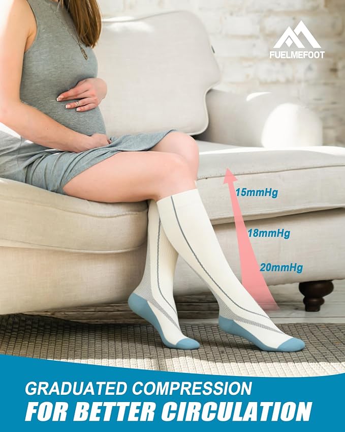 6 Pairs Compression Socks for Women & Men 15-20mmHg Knee High Socks | Graduated Compression Socks Supports Circulation, Ideal for Nurses Pregnancy, Travel, Flying, Running & Daily Wear - Image 4