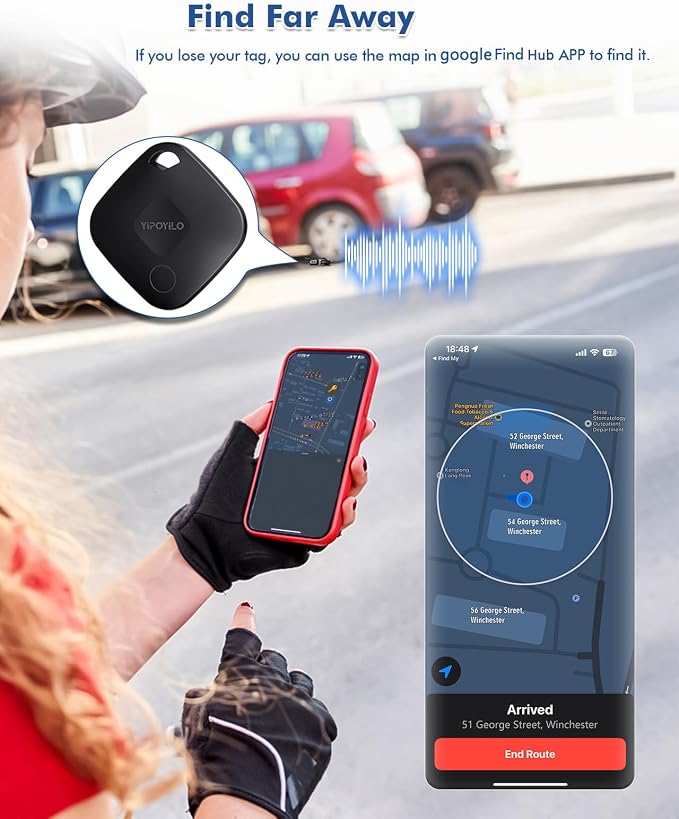 Real-time Positioning Tracker Tag(Only for Android, Not for iOS), Key Finder, Itme Tracker Work with Google Find Hub, Tracker for Key, Luggage, Backpack etc, 4 Pack Black - Image 5