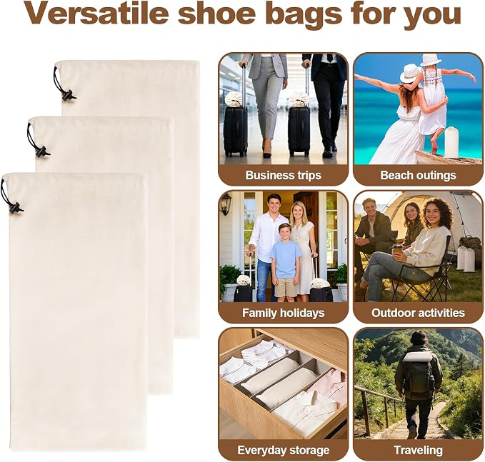 10 Pcs Single Shoe Bags for Travel, Dustproof Drawstring Travel Shoe Bag | 18"X9"shoe travel bag for Packing, Shoe Bag storage Sneaker Travel Bags, Washable Reusable dust bags for Handbags Shoes Toys - Image 8