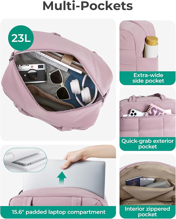 BAGSMART Gym Bag for Women, Carry on Travel Duffel Bag, Water-resistant Weekender with Shoe Compartment for Gym Travel Work, Purple, Medium - Image 5