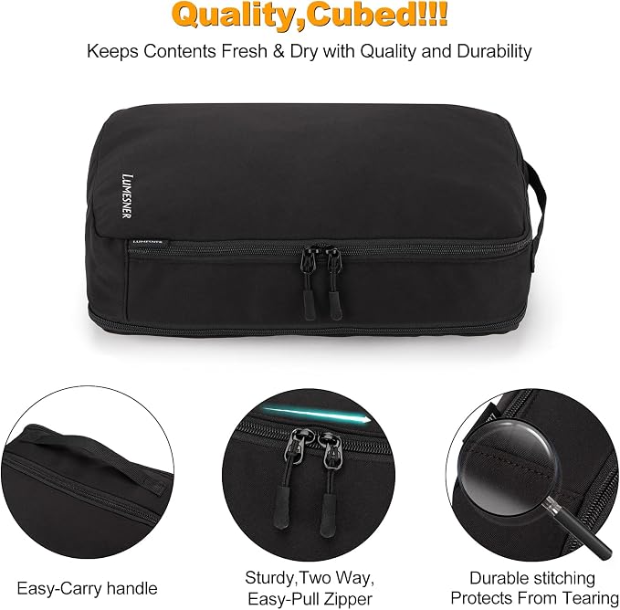 Compression Packing Cubes, Lumesner 8 Set Travel Packing Cubes for Carry on Suitcases, Compression Suitcase Organizers Bag Set & Travel Cubes (8-piece, Black) - Image 6