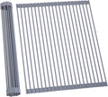 Ohuhu Sink Drying Rack, 20.5" W x 16.1" L Over The Sink Roll-Up Dish Drainer - Rolling Foldable Sink Accessories Heat-Resistant Mat Anti-Slip Silicone Coated Multipurpose for Kitchen Counter by Ohuhu