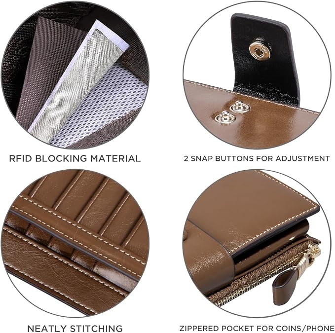 Itslife Women's RFID Blocking Large Capacity Luxury Wax Genuine Leather Clutch Wallet Ladies Card holder - Image 5