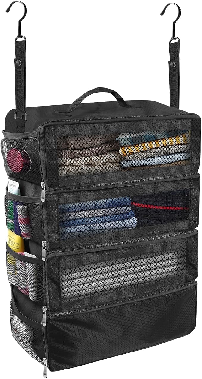Olosar Suitcase Organizer, Travel Luggage Organizer Portable Hanging Travel Shelves Collapsible Hanging Packing Cubes for Carry on Suitcase by Unknown