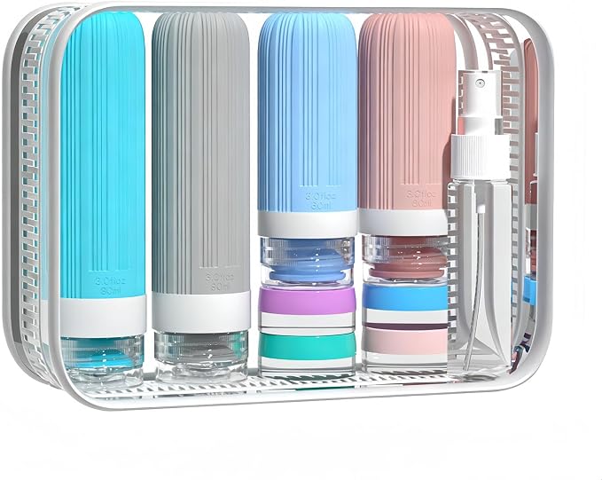 Vitog 16 Pack Travel Bottles Set, TSA Approved Silicone Toiletry Containers for Shampoo & Conditioner, Leak Proof Refillable Traveling Size Liquid Containers, Travel Essentials Toiletry Bottles by Vitog