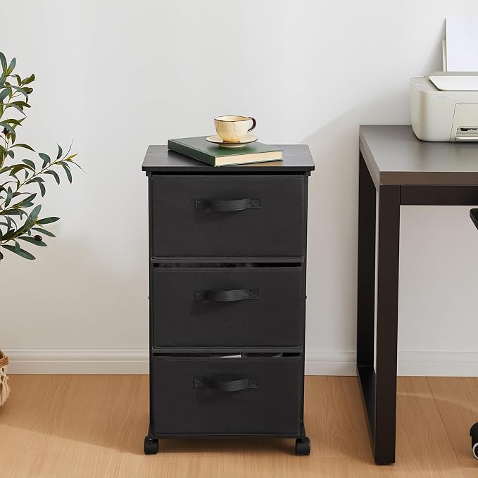 MAX Houser Dresser Storage with 3 Drawers, Fabric Dresser Tower, Vertical Storage Unit for Bedroom, Closet, Office, Black - Image 9
