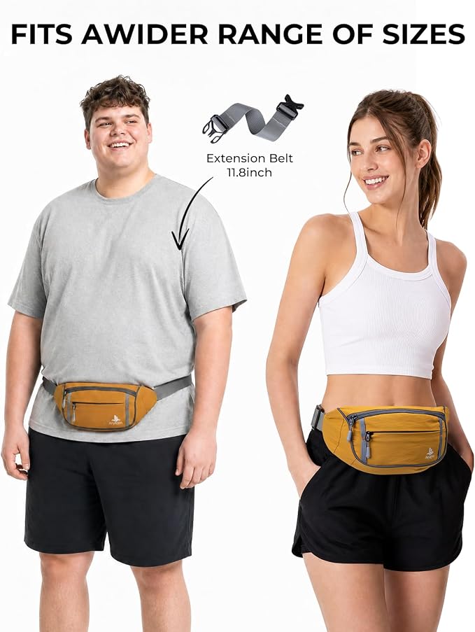 2.5L Fanny Pack for Women & Men, RFID Blocking & Water Resistant Crossbody Belt Bag, Lightweight Adjustable Waist Bag for Running, Hiking, Cycling & Walking (Yellow) - Image 2