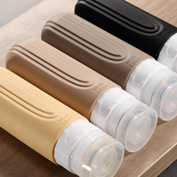 Mrsdry Travel Bottles for Toiletries, Tsa Approved 3oz Travel Size Containers BPA Free Leak Proof Refillable Liquid Silicone Squeezable Travel Accessories for Shampoo Conditioner Lotion (4 Pack) - Image 5