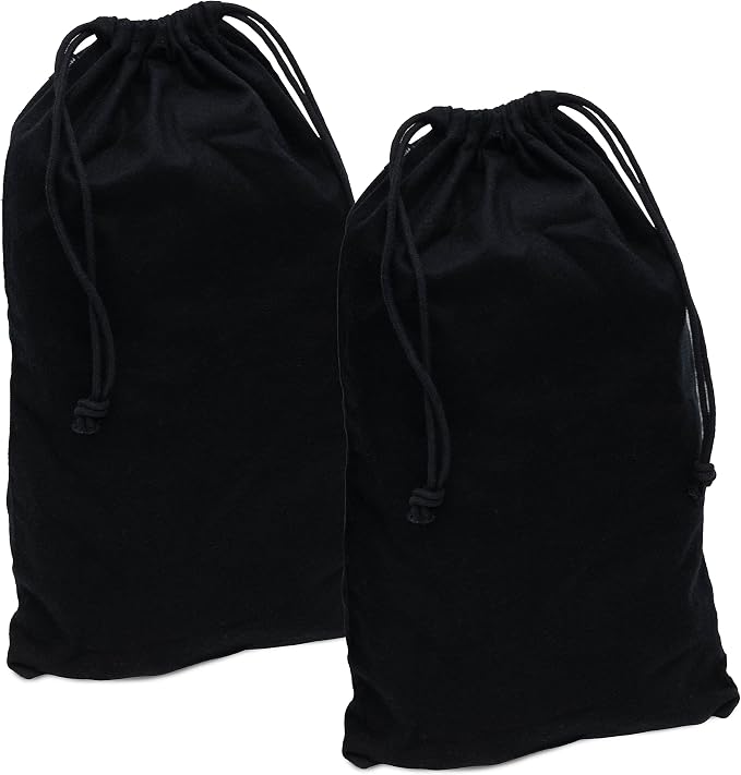 ZENPAC Cloth Bags, Black Duster Flannel Boot Storage with Drawstring Closure, Washable Breathable Cotton Fabric for Shoe, Luggage, 12.5x20.5, 2 Pack by Zenpac