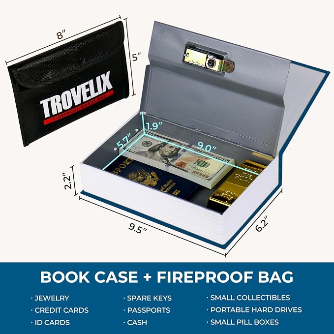 Book Safe with Combination Lock, Hidden Safe (9.5 x 6.2 x 2.2 Inch) with Fireproof Bag, Secret Diversion Safe, Hollow Book Box Hidden Storage, Money Safe Box for Cash (Peter Pan) - Image 3