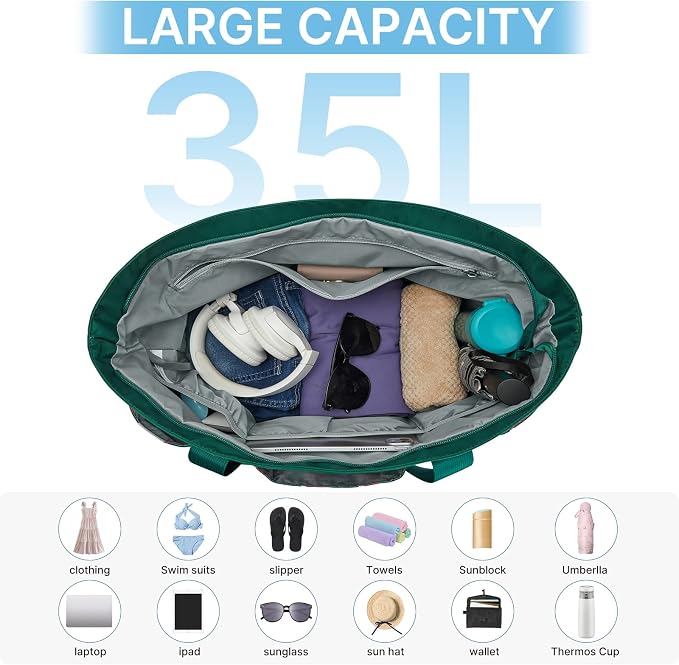 G4Free Beach Bag, Waterproof Beach Tote Pool Bags for Women | Compatible with Cup, Large Capacity Sandproof Foldable for Weekender Travel Swim - Image 6