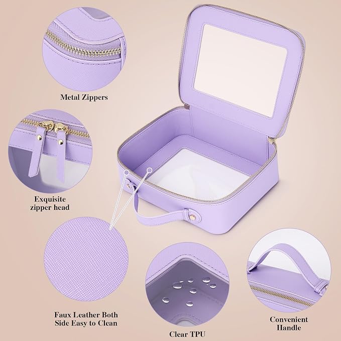 Pinkmik Clear Makeup Bag, (Purple, L) | Mahjong Tiles Bag ,Travel Cosmetics and Toiletries Case, Portable Makeup Organizer,Car Bag with Zipper,Waterproof, - Image 5