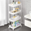 4 Tier Rolling Cart with Wheels, Storage Craft Art Trolley Organizer Serving, 3 Hanging Baskets Easy Assembly, for Office, Living Room, Kitchen by Home