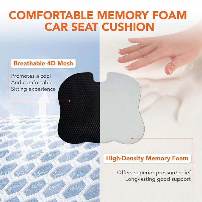 Lofty Aim Car Seat Cushion, Comfort Memory Foam Car Cushions for Driving (Gray) - Image 7