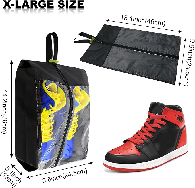 BeeGreen Black Transparent Shoe Bags 4 Pack for Travel with Handle as Packing Organizers for Suitcase and Luggage | Portable Nylon Storage Accessories for Vacations, Essential Gifts for Women and Men - Image 2