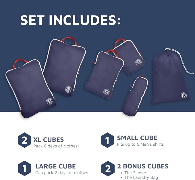 TRIPPED Travel Gear Extra Large Compression Packing Cubes 6-Piece Set - Image 2