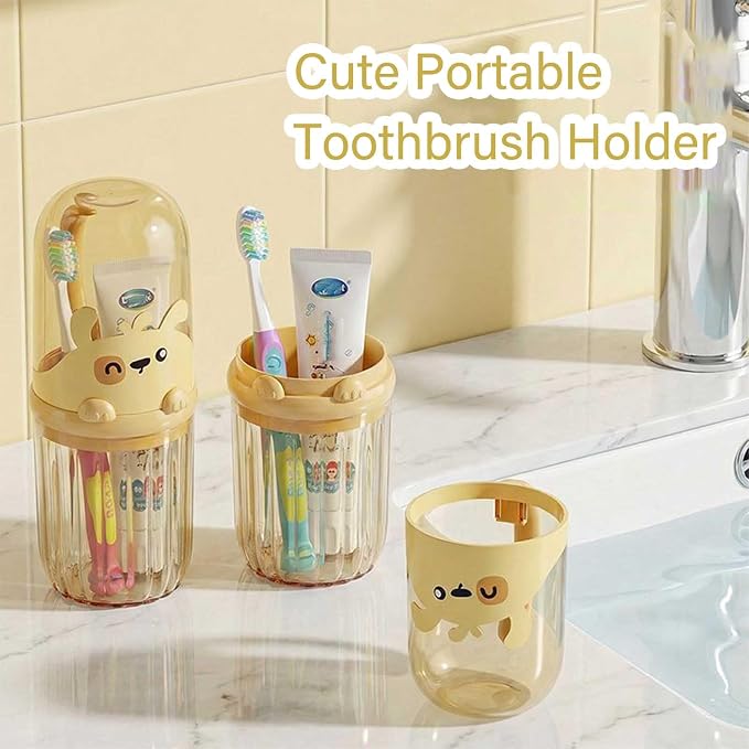 Toothbrush Travel Case for Kids with Detachable Handle, Portable Cute Toothbrush Holders, Multifuction Toothbrushes Toothpaste Storage Box for Camping Travel or Daily Use (Yellow) - Image 4