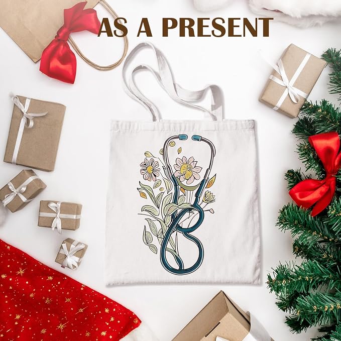 Nurse Canvas Tote Bag, Nurse Appreciation Gifts, Nursing School Gift Reusable Shopping Grocery Bags - Image 6