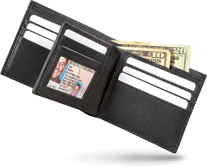 ID Stronghold Extra Capacity Bifold Wallet for Men - RFID Blocking Genuine Leather Wallet - Image 6