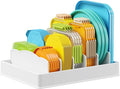 Lifewit Kitchen Cabinet Organizer for Food Contanier Lid with 7 Sections | Lid Holder with 6 Adjustable Dividers for Pantry Organizers and Storage, Home Drawer Organization, White, Large, 13" x 10" by Lifewit
