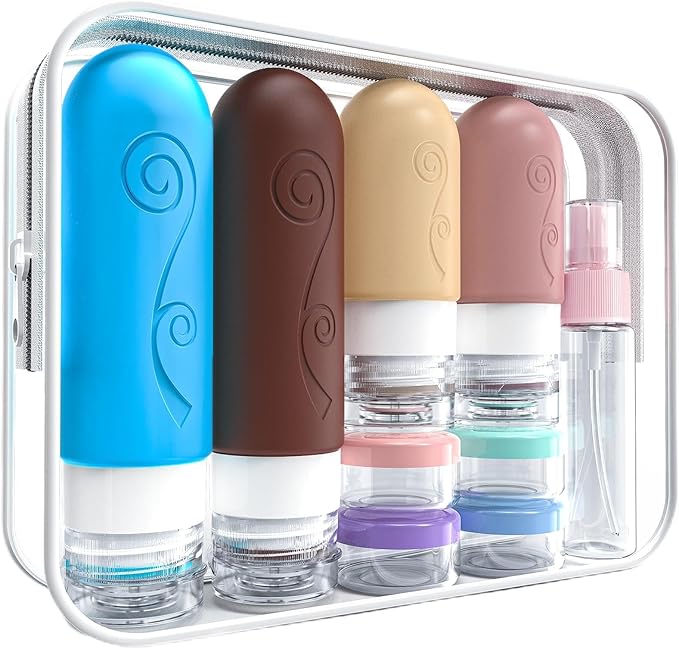 16 Pack Travel Bottles Set for Toiletries, TSA Approved Travel Containers Leak Proof Silicone Squeezable Travel Accessories 2oz 3oz for Shampoo Conditioner Lotion Body Wash (BPA Free) (Multicolored) by Unknown