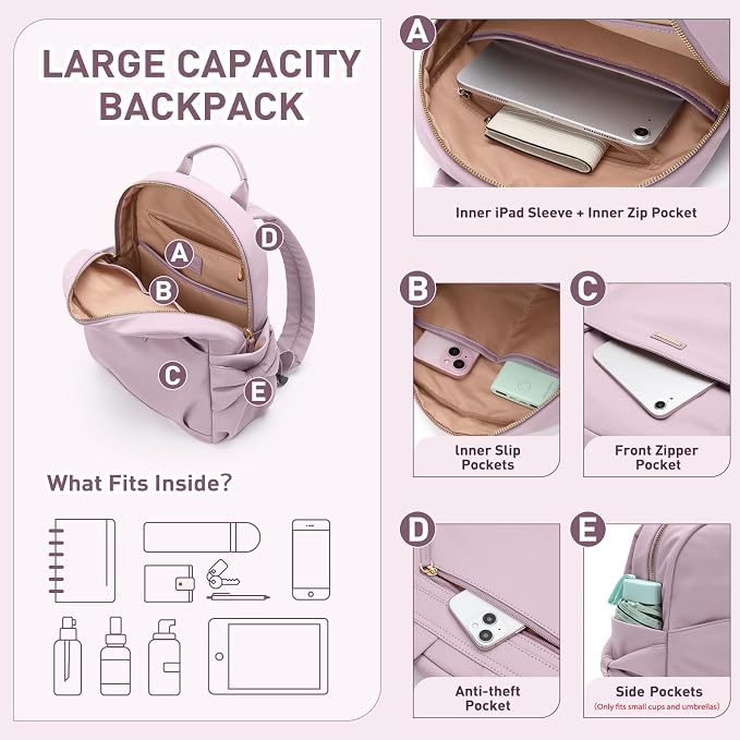 Mini Backpack for Women Small Backpack Purse Cute Stylish Lightweight Daypack for College Work Travel Party,12.9Inch, Pinkish Purple - Image 4