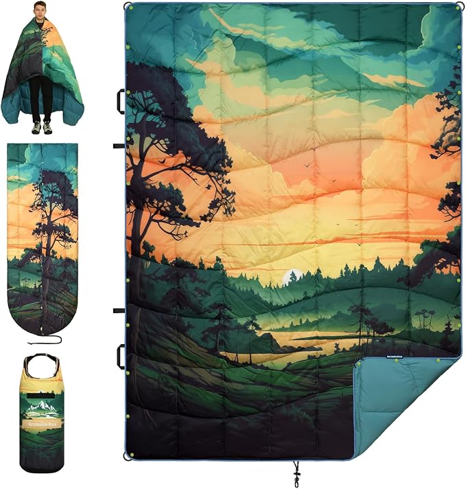 Camping Blanket, Puffy Blankets Lightweight Windproof Resistant for Outdoors,Hiking, Backpacking,Car,Picnic,Stadium by MarshmallowDream