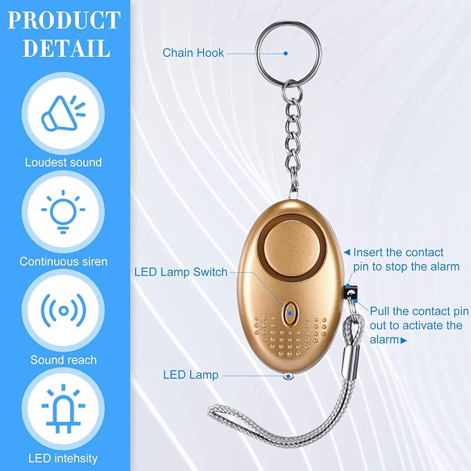 12-Piece Personal Alarm Set, Emergency LED Light Keychain Alarms in 6 Colors for Women & Men - Image 2