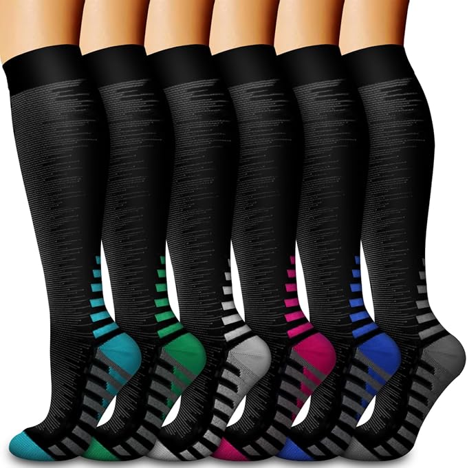 Compression Socks for Women & Men Circulation(6 pairs)-Graduated Supports Socks for Running, Athletic Sports by LaiteHebe