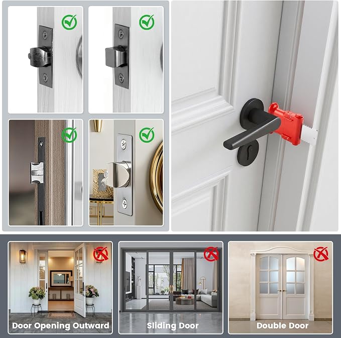 Double Gear Portable Door Lock for Travel, Hotels, & Apartments, Strong & User-Friendly, Extra Security for People Living Alone - 1 Pack - Image 5