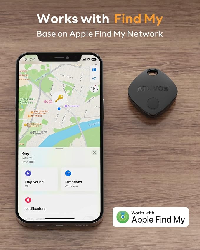 ATUVOS Air Tracker Tag-1 Pack, Bluetooth Luggage Tracker Works with Apple Find My APP (iOS Only, Not for Android), Keys Finder and Item Locator for Luggage, Backpack, Suitcases, Replaceable Battery - Image 2