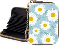 Credit Card Holder for Women,Small Rfid Wallet with Keychain Zipper,Cute PU Leather Card Case Wallet，Accordion Credit Card Wallets Gift,White Flowers by Unknown