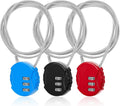 3 Pieces Cable Luggage Locks 3 Digit Combination Locks Combo Locks Wire Stroller Locks TSA Approved Padlocks for Travel Bike Backpack Cabinet, 30 Inch Wirerope (Black,Blue,Red) by Ferraycle