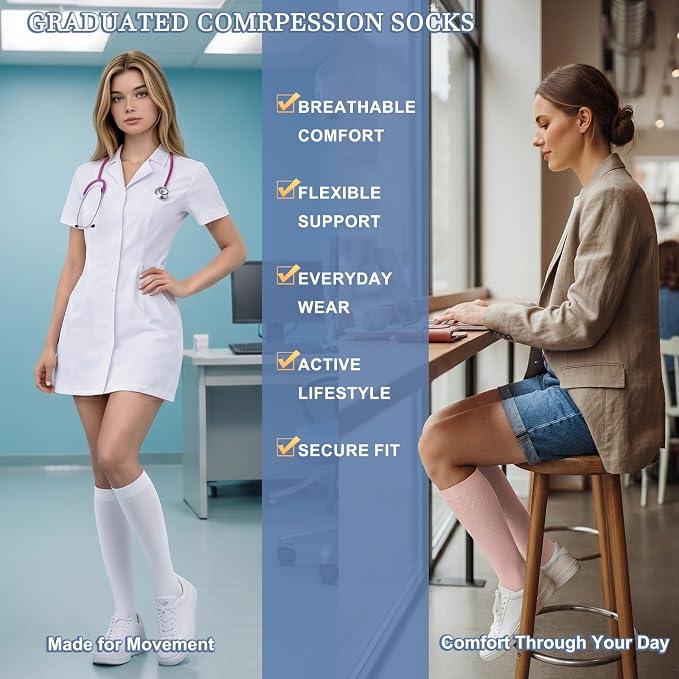 Sooverki Compression Socks for Women and Men Circulation (3/4 Pairs) is Best Support for Running Athletic Cycling Hiking - Image 4