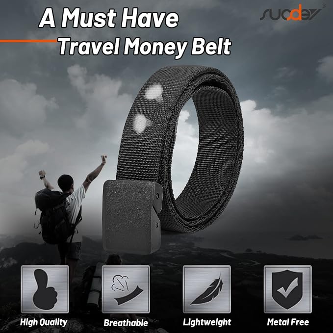 SUOSDEY Travel Money Belt, Nylon Hidden Money Pocket Belt with Plastic Buckle - Image 6