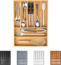 Bellsal Bamboo Silverware Drawer Organizer, Kitchen Utensil Drawer Organizers, 12"x15.7" Utensils Holder Cutlery Tray with Grooved Drawer Dividers for Kitchen Flatware Bedroom Office(7 Slot, Natural) by Bellsal