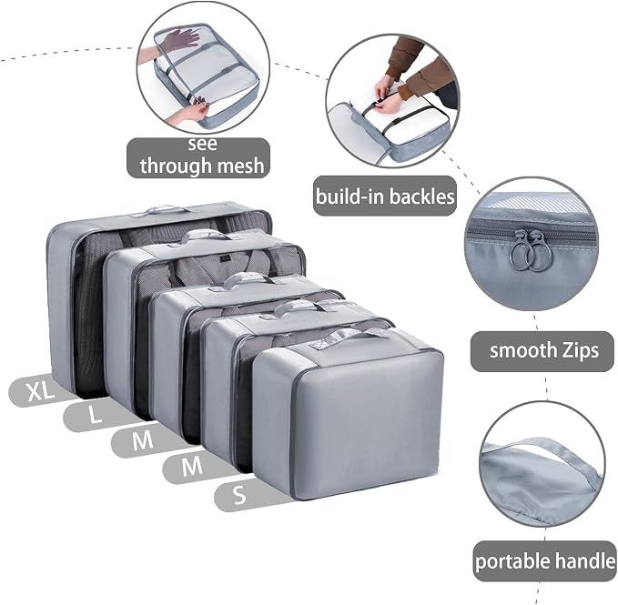 9 set Packing Cubes for Travel,Effortless Organization Cube for Quick Packing& Unpacking, Travel Must Have Suitcase Organizer Essentials for any Journey,Cruise,Business trip,Camping,hiking,Vacation. - Image 4