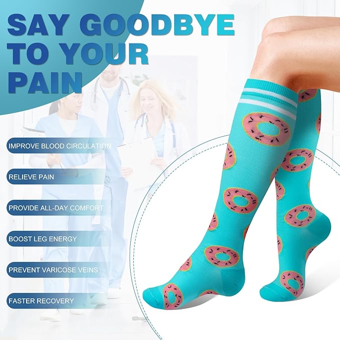 cerpite Compression Socks for Women & Men Circulation 8 Pairs Compression Socks 20-30 mmhg Best for Running,Nurse,Travel - Image 3